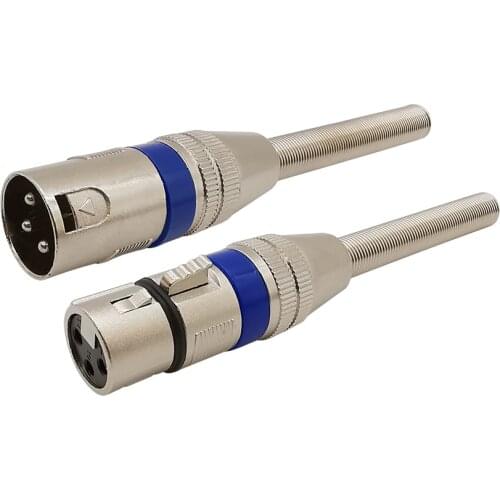 2Pcs/Lot XLR Speaker Connector XLR 3Pin Male Plug Female Jack Microphone Audio Video With Long Spring Cable Wire Adapter For KTV