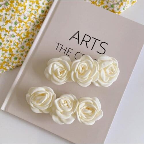 2021 New Triple 1.6" Ivory Satin Flower headbands kids Fabric flower headband Newborn Headband 24pcs/lot