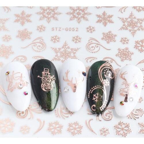3Pcs Snowflake Nail Art Stickers 3D Christmas Designs Adhesive Sliders For Nails Foil Decals Manicure Decorations