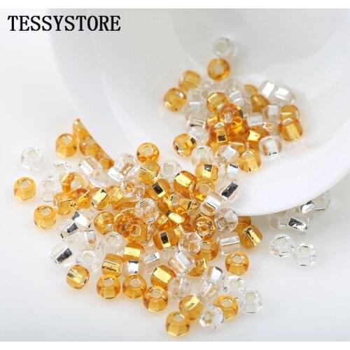 300pcs 4mm Square Hole Glass Seed Beads Charm Czech Irrigation Sliver Beads For Jewelry Making Bracelet Necklace DIY Accessories