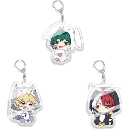 5pcs 10pcs My Hero Academia Todoroki Shoto Bakugou Katsuki Midoriya Izuku PVC Pendant Keychain Keyring