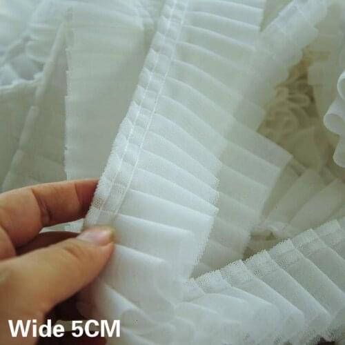 5CM Wide Double Layers Folding Net 3d Pleated Guipure Lace Fabric Collar Neckline Ribbon Headwear Clothes DIY Sewing Accessories