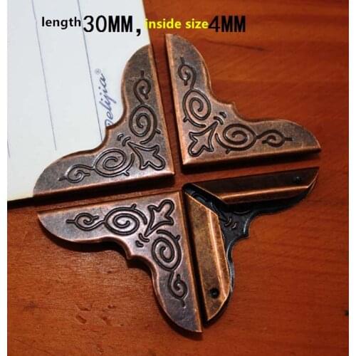 8PCs 30*30*4mm Bronze Book Scrapbooking Albums Menus Corner Protectors Metal Corners For Books Pattern Carved Inside size 4mm
