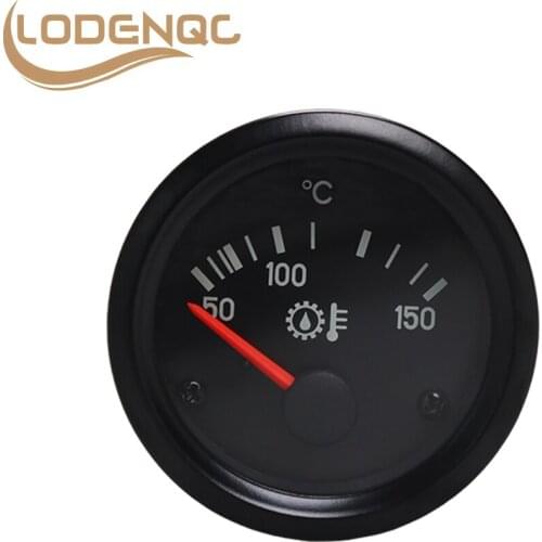 Lodenqc Car Meter 2" 52mm Car Oil Temp Gauge 50-150 Celsius Pointer 12V Oil Temperature Temp Gauge Yellow Light Without Sensor