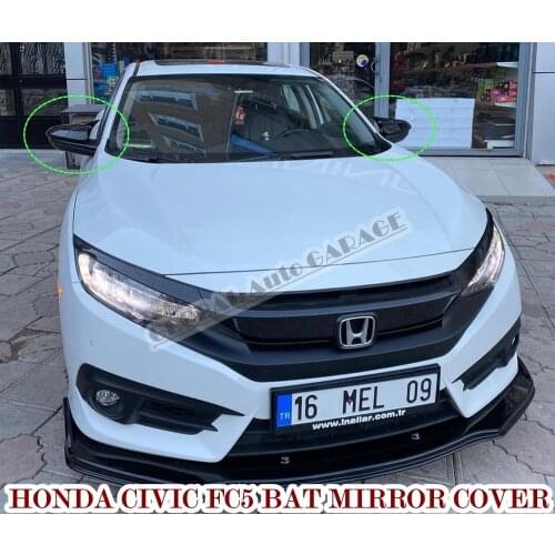 For HONDA CIVIC FC5 Bat Mirror Cover 2016 2017 2018 2019 2020 2021 Glossy Piano Black 2 PCS Wing Car Auto Accessory Universal