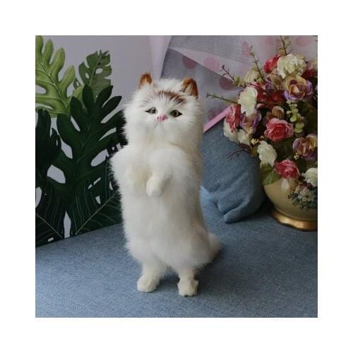 Artificial Cute Erect Cat Toy, Furry Cats for Home Decoration Accessories,Valentines day gift，Birthday Party Kids Doll Gift