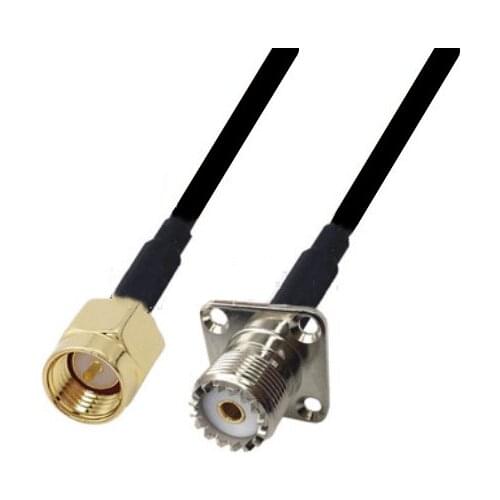 RG174 Cable SMA Male To UHF SO239 Female 4 Hole Flange Panel Mount RF Coaxial Cable