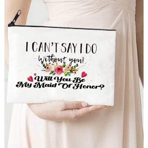 With You Printed Cosmetic Bags Bachelorette Party Fashion 2021 Makeup Bag Toiletries Organizer Purses Wedding Gifts Letter