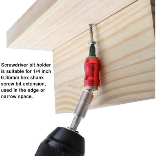 Red 1/4" Magnetic Screw Drill Tip Drill Screw Tool Quick Change Locking Bit Holder Drive Guide Drill Bit Extensions Pivot Drill