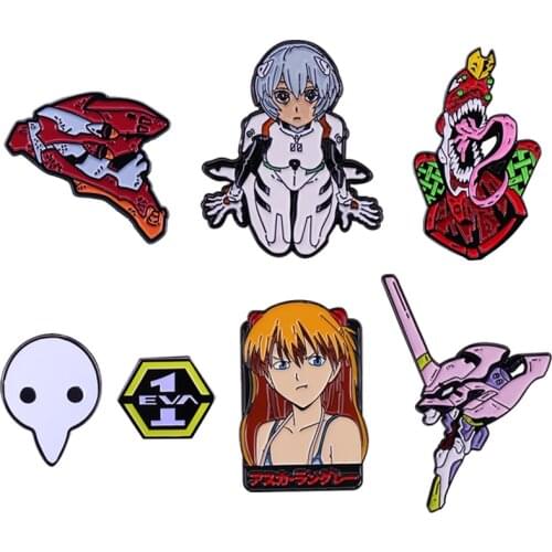 Cool Anime Evangelion Theme Pins EVA 00 Pilot Sexy Clone Girl Brooch Berserk Mecha EVA-01 Badge Otaku Classic Collection