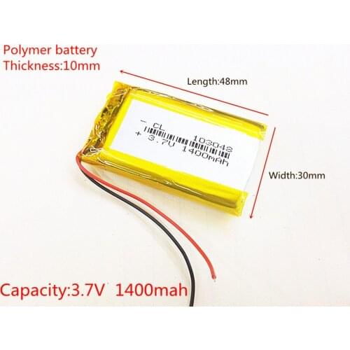 SD 3.7V 1400mAh 103048 Lithium Polymer LiPo Rechargeable Battery ion cells For Mp3 Mp4 Mp5 DIY PAD DVD E-book bluetooth headset