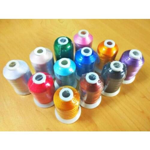 Computer Machine Embroidery Thread Filament Polyester Embroidery Thread For Brother Machine 1000m*12 High Strength High Luster