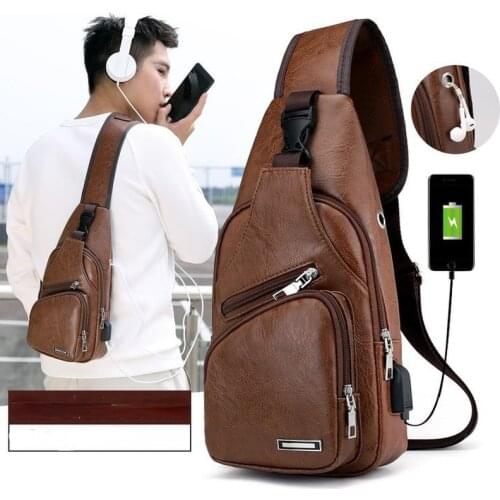 2021 Korean Version of The New Mens Chest Bag with USB Charging Port Street Casual Trend Fashion Student Messenger Bag
