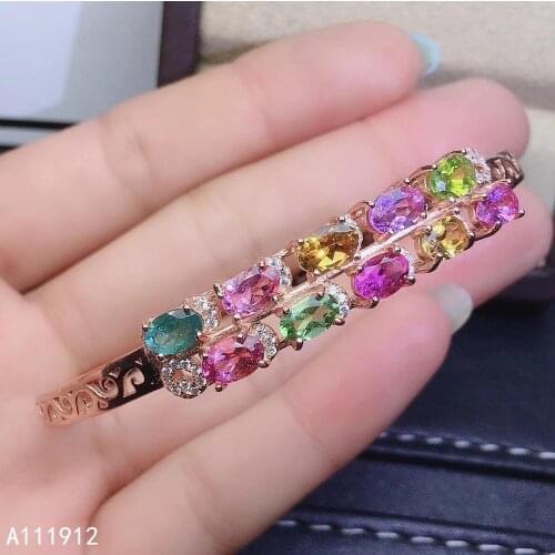 KJJEAXCMY fine jewelry natural Tourmaline 925 sterling silver new women hand bracelet wristband support test trendy