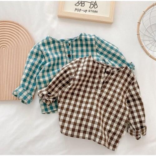 Baby Girls Clothes 2021 Spring New Loose Casual Plaid Shirt Newborn Baby Clothing Cotton Long Sleeve Blouse Outfit Kids Costume