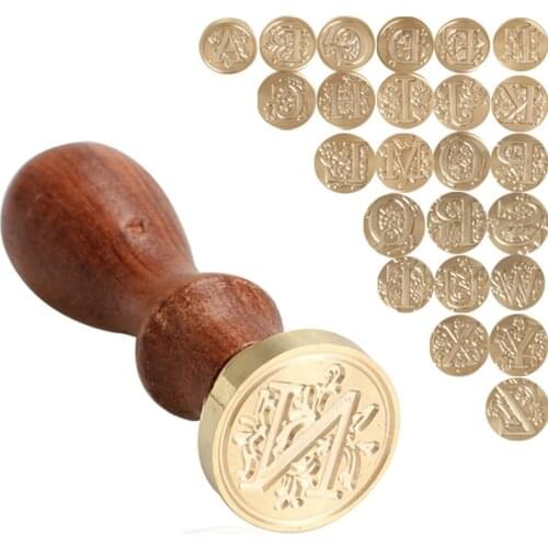 Letter A-Z Sealing Wax Vintage Wooden Handle Seal Stamp Envelope Seal Letter DIY Gifts Invitation Card 1PC