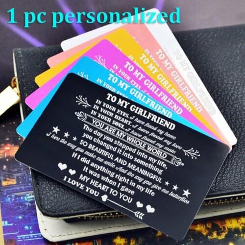 Personalized Metal Wallet Card Insert Custom Laser Engraved Message Card Romantic Gift Hand Writting Love Greeting Card KP026