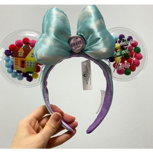 Disney Mickey Minnie Girl Headband Ear Space Mountain Hairband Big Sequin Bow EARS COSTUME Headband Cosplay Plush Adult