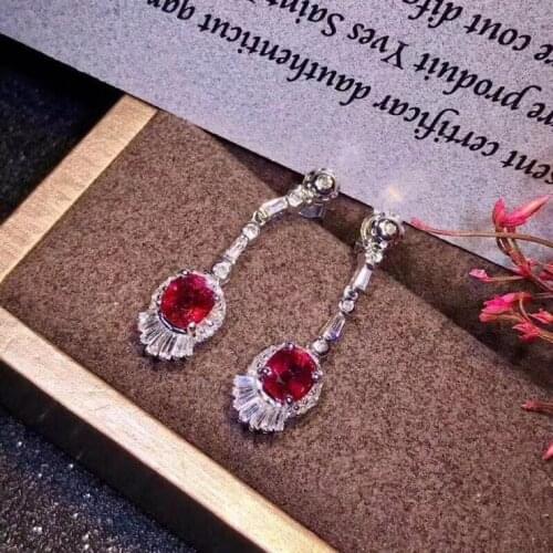The latest designnatural ruby earings ladies Party Jewelry 925 pure silver high-end jewelry Monopoly