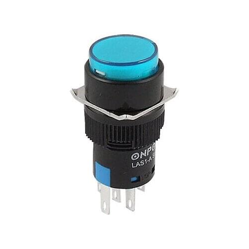 Blue Round Cap AC250V 5A Illuminated Push Button Switch