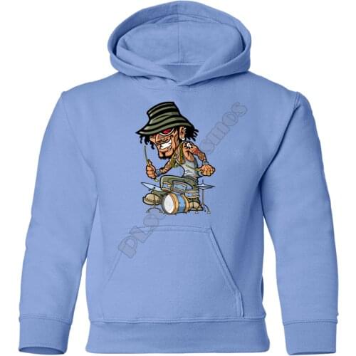 Drummer Kids Hoodies 3D Printed Kids Sweatshirt Child Long Sleeve Boy For Girl Sky Blue Pullover Drop Shipping 10 Color