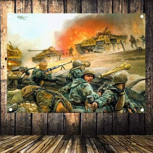 WW2 Old Photo Wall Art Wehrmacht Tiger Tank Military Poster Print Vintage Flag Banner Wall Art Canvas Painting Wall Decoration