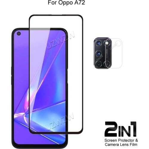 For Oppo A72 ( 4G ) Front Screen Protector Protective Tempered Glass & Camera Lens Film