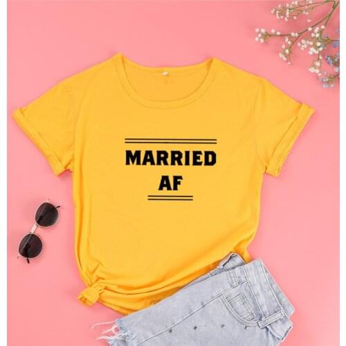 Married AF wedding black Wedding honeymoon tshirt Bachelorette Party Shirt 100% Cotton O Neck Short Sleeve Top Tee Graphic y2k