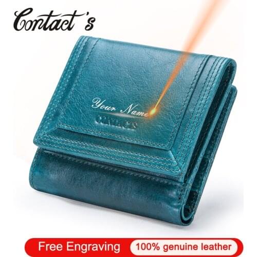 Contacts Genuine Leather Women Wallet Mini Wallet Short Clutch Small Portomonee Female Coin Purse Card Holder Money Bag Quality