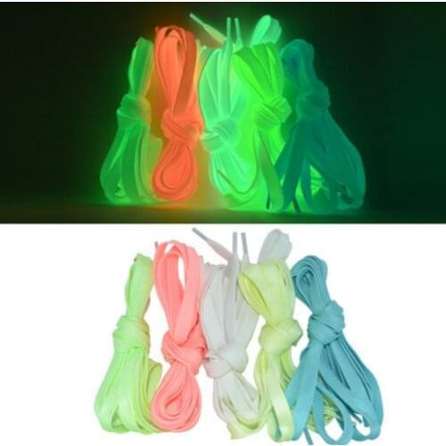 1 Pair of Luminous Shoelaces Flat Sneakers Canvas Shoelaces Glow in the Dark Night Fluorescent Shoelaces 120CM