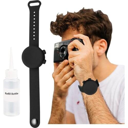 1pc Adult Kid Bracelet Silicone Hand Sanitizer Hand Washing Gel Alcohol Dispensed Bracelet Wrist Band Black + Dispensed Bottle 5
