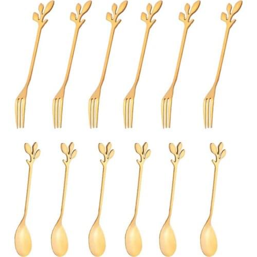 12 Packs of Stainless Steel Fork and Spoon Set, Ice Cream Tea Coffee Spoon Tableware Kitchen Tableware