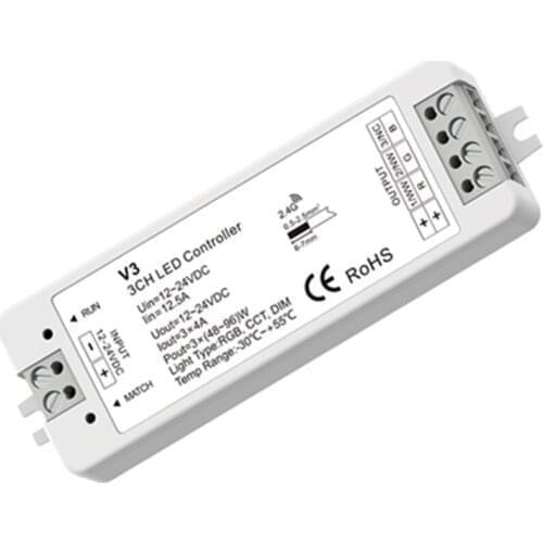 3CH*4A 12-24VDC CV Controller V3 MINI Controller Dimming/color temperature/RGB 3 in 1 LED Controller 2.4G RF Wireless Reciever