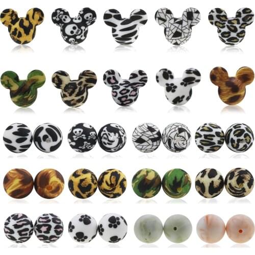 50pcs Silicone Teething Mouse Beads Baby Teether Beads Food Grade Mickey Silicone Beads BPA Free DIY Necklace Pendant Making