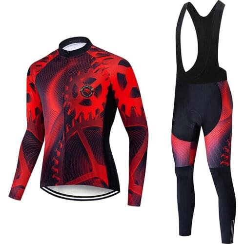 Free Shipping Long Sleeve Cycling Jersey Set Men 2021 Fashion Road Bike Clothing BIB Kit Male Bicycle Clothes MTB Suit Uniform