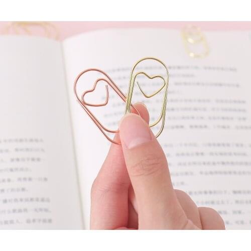 Large Peach Heart 40mm Paper Clip Office Stationery planner Bookmark Cute Girl Heart Rose Gold Stationery Paper Clips Paperclips