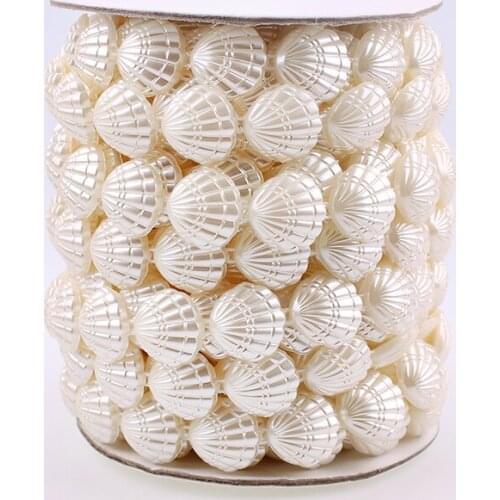 17mm 0.6 yard Shell Ivory Craft Imitation Pearl Beads Cotton Line Chain DIY Garland Wedding Party Decoration Accessory