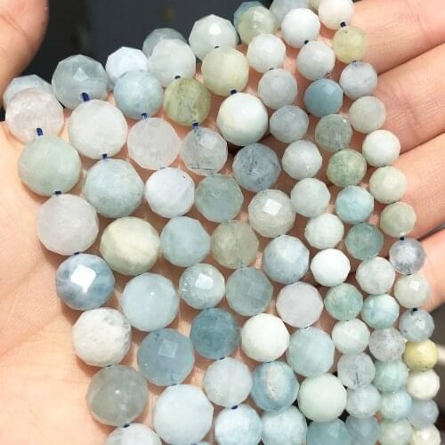 Natural Aquamarines Minerals Gem Beads Faceted Loose Spacer Beads For Jewelry DIY Making Bracelet Accessories 15'' 6 8 10mm