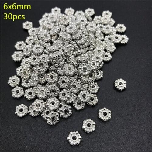 6x6mm 30pcs Alloy Beads Cap Ancient Silver Charms Key Shape Pendant Charms For Jewelry Making DIY Accessories PJ019