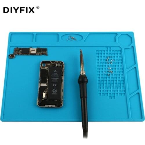DIYFIX Heat Insulation Silicone Pad Desk Mat Maintenance Platform for BGA Soldering Repair Station with Screw Position