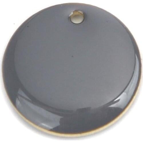 Doreen Box Colorful Double-Side Copper Enamelled Sequins Charms Gold Color Metal Round Pendants DIY Jewelry 16mm Dia., 10 PCs