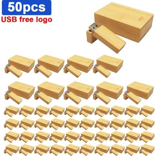 50pcs free custom logo wooden USB 128gb 64gb 4gb flash drive USB+box pendrive 8GB 16GB 32GB LOGO for photography wedding gift