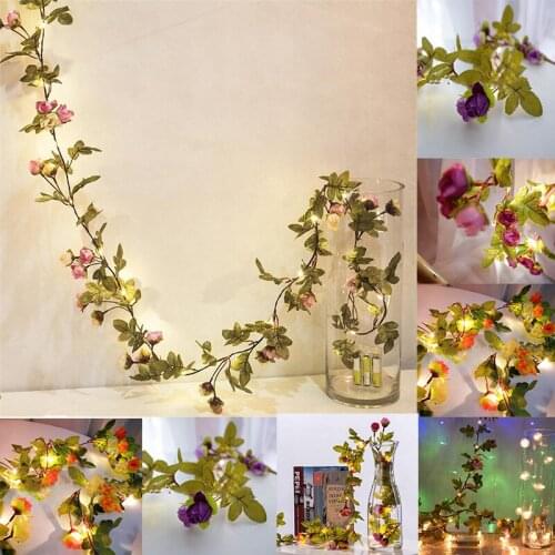 2M 20 LEDs flower leaf garland battery operate Copper LED fairy string lights for christmas wedding decoration party event