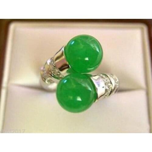 Hot sale new Style Beautiful natural green jade ring size 7-9 free shipping with box