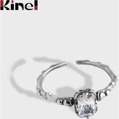 Kinel Vintage Punk Luxury Real Silver 925 Jewelry CZ Fashion Finger Rings For Women Accessories New Wedding Bijoux