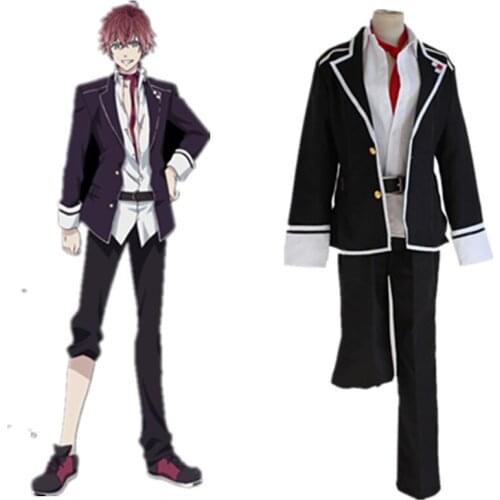 Anime Diabolik Lovers Cosplay Sakamaki Ayato Costume School Uniforms Halloween Party Wear Outfit((Blazer & Pants & Tie)