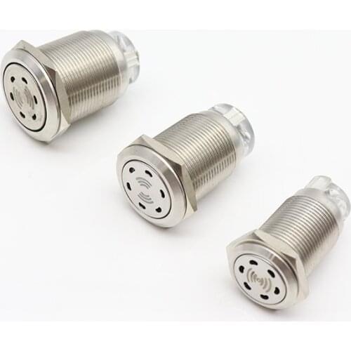 16mm 19mm 22mm Red LED Buzzer Metal Pulse Waterproof Oil Band Intermittent Flashing Screw Lamp Connection Metal Alarm 12V 24V