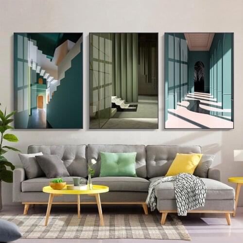 Maeham Green art building corridor wall art Canvas Prints Posters Wall Pictures for living room dining Morden decor Nordic