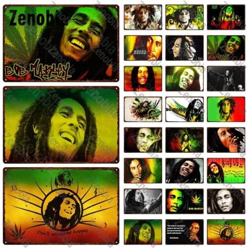 Metal Sign Wall Decor Bob Marley Reggae Music Metal Posters Vintage Plaque Decorative Tin Sign Plate Bar Pub Club Man Cave Decor