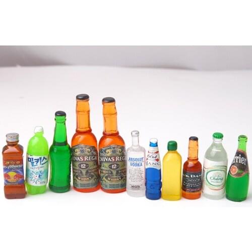 Dollhouse Miniature10Pcs/Set Plastic Green Wine Beverages Bottles American Baby Mini Toy Accessories Birthday Gift For Child Q59